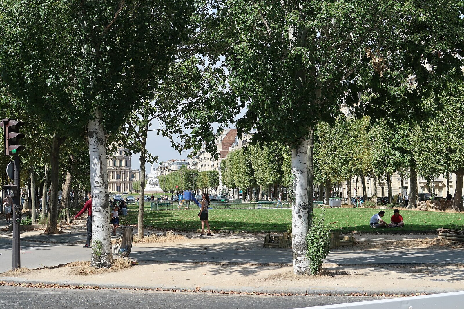 The green promenade of Avenue de Breteuil with a view toward Les Invalides.