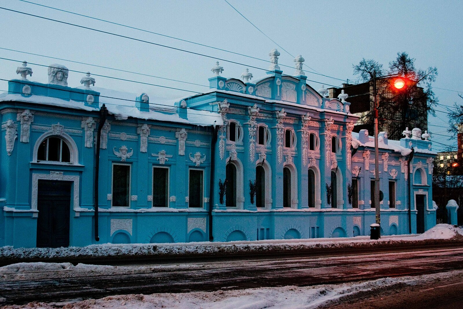 The decorative facade of Gribushin House in Perm.