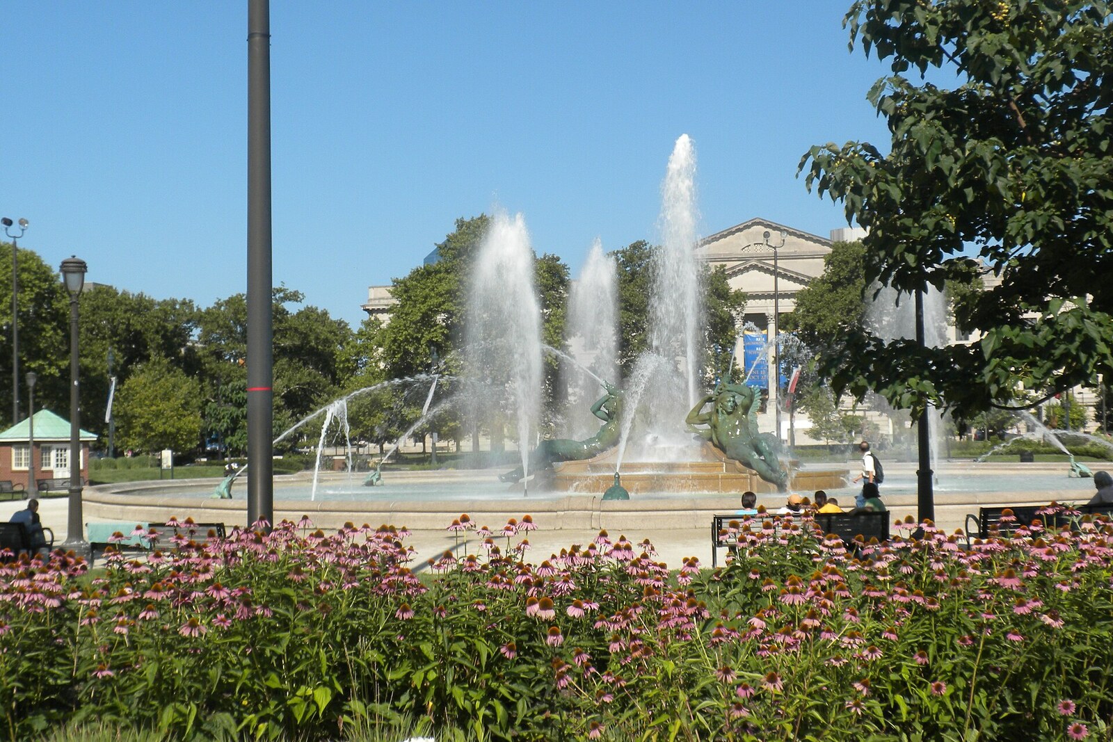 Swann Memorial Fountain in the center of Logan Square in Philadelphia.