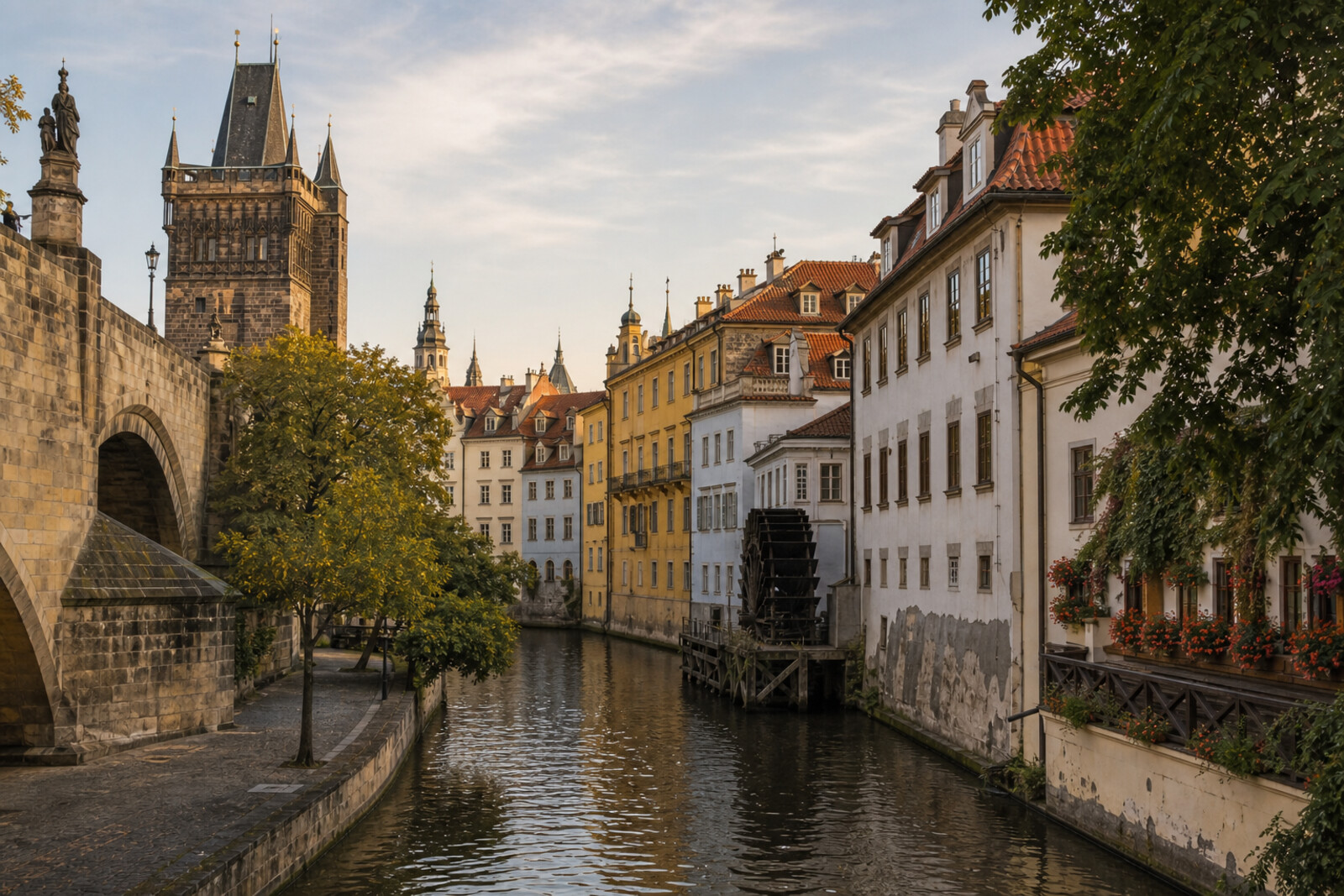 Generated editorial cover image for the “prague-mala-strana-kampa-water” route