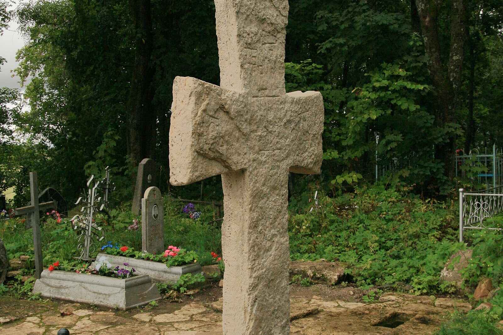 Truvor's Cross in the open gorodishche in Stary Izborsk.