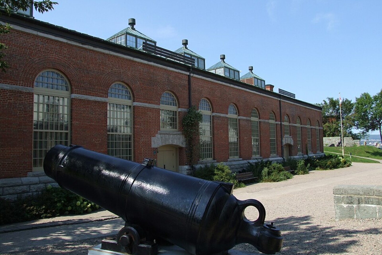 A stone foundry building with turrets in Artillery Park