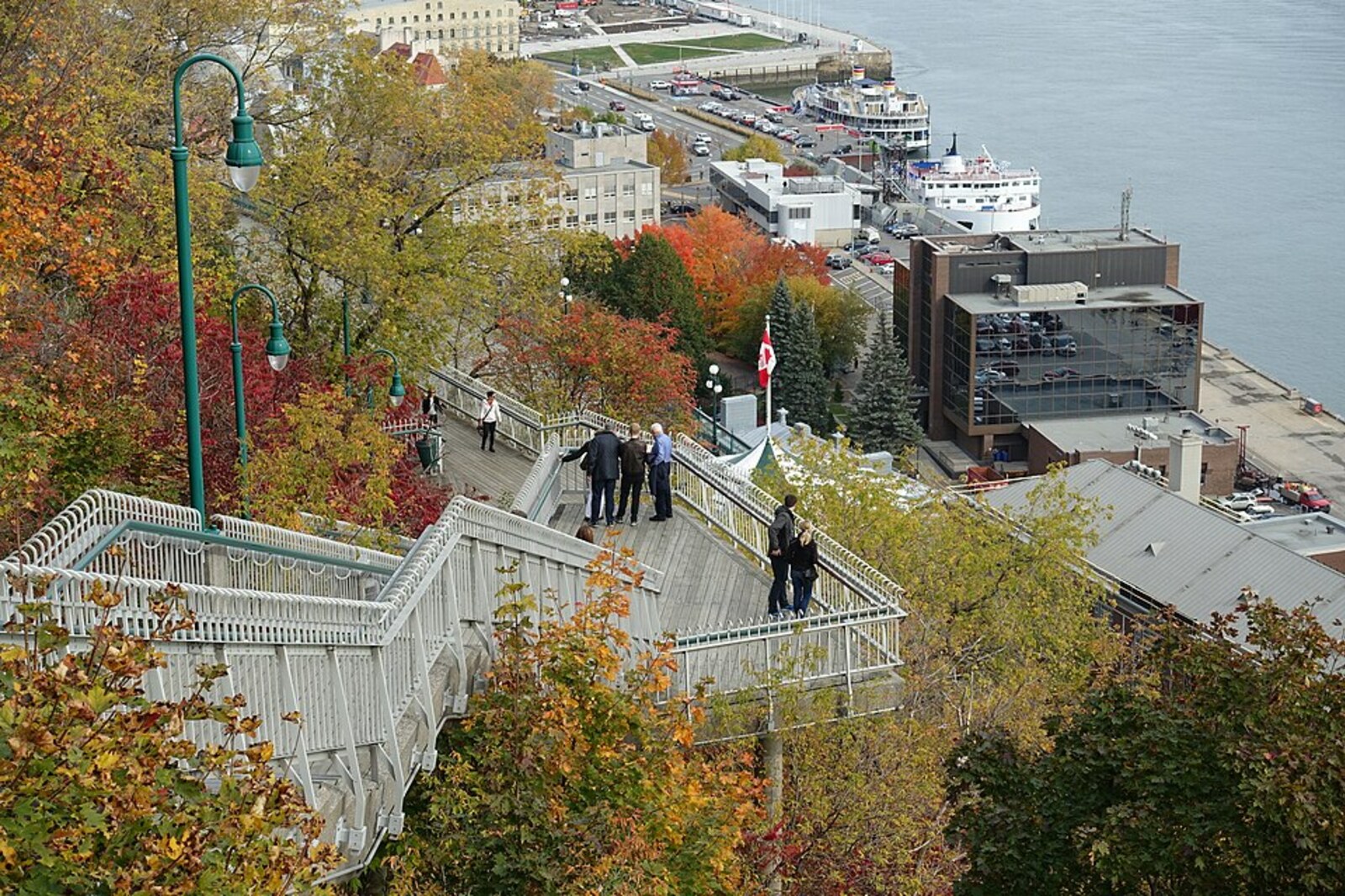 The wooden Governors’ Promenade above the St. Lawrence River in Québec City.