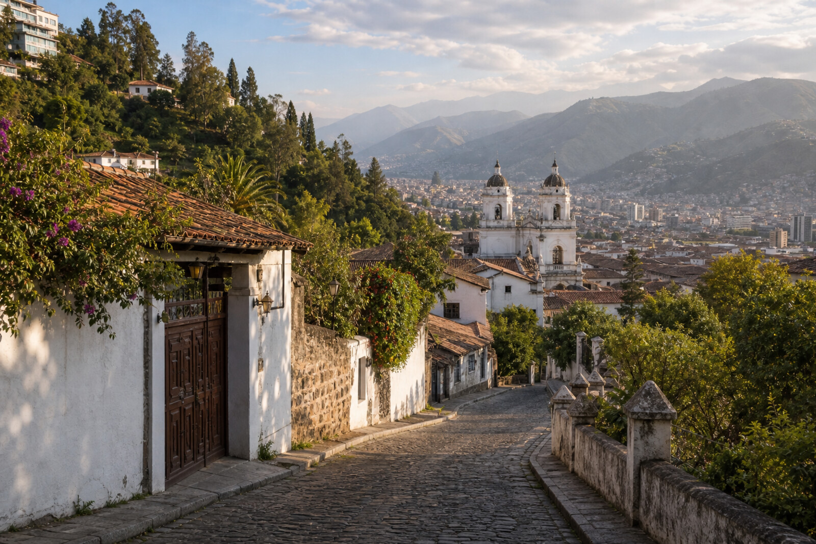 Artistic cover showing the Baroque church of Guápulo and the green descent toward the valley
