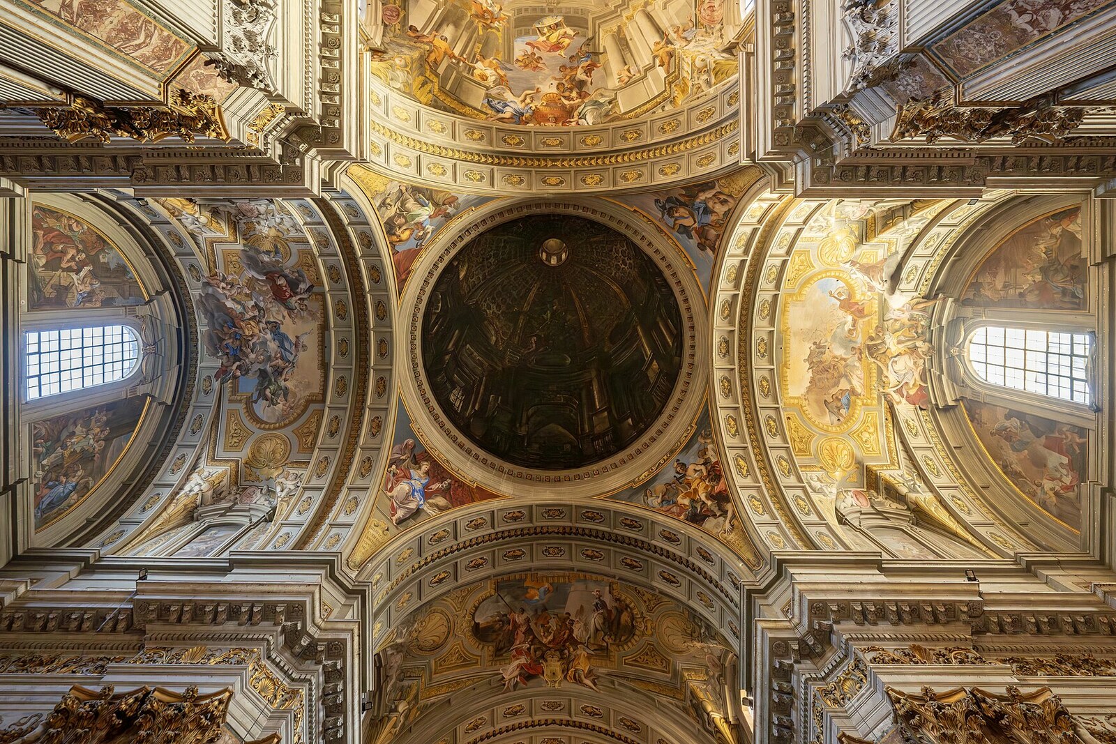 Painted dome of the Church of St. Ignatius with a perspective effect