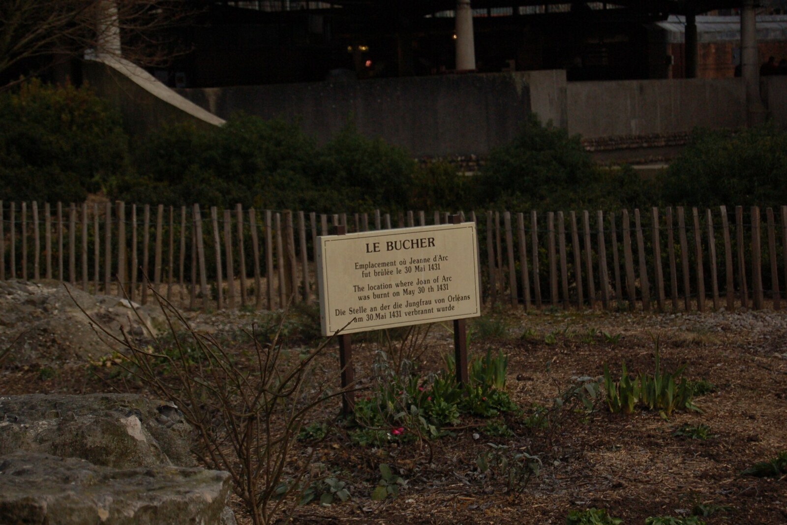 Plaque marking the site of Joan of Arc's stake on Place du Vieux-Marché.