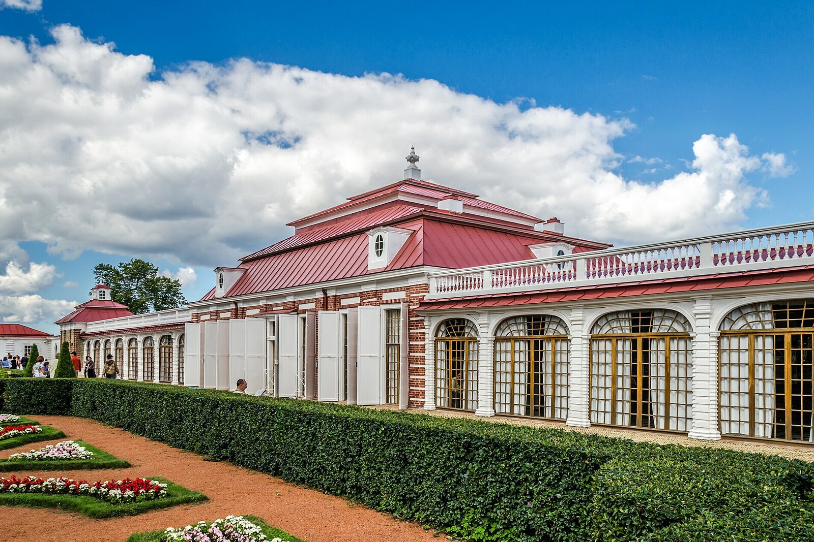 The garden façade of Monplaisir Palace in Peterhof's Lower Park.