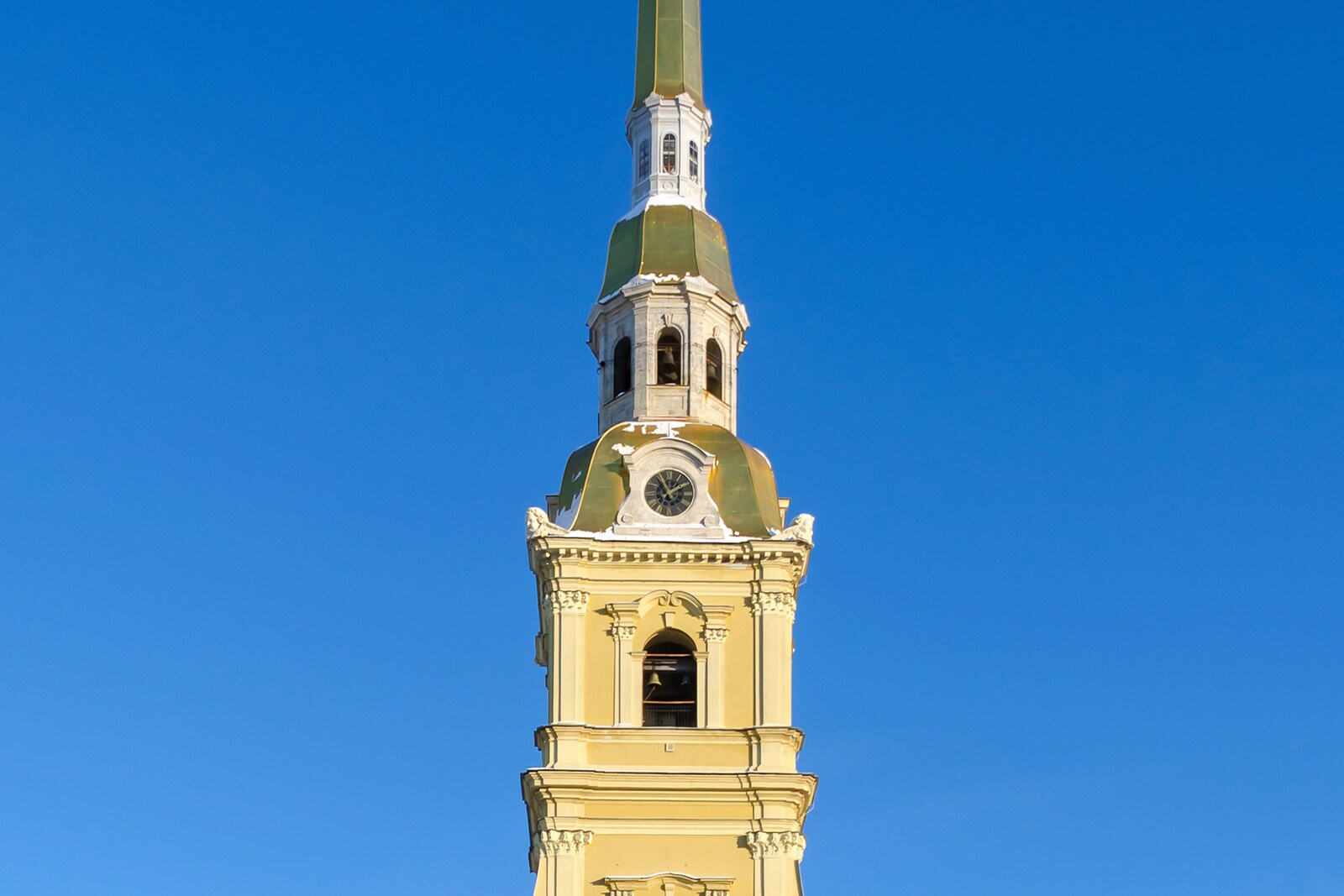 Peter and Paul Cathedral with its tall spire within the fortress grounds.