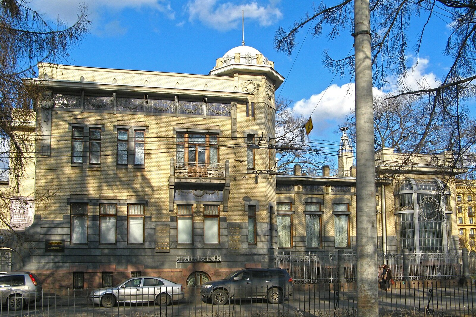 The asymmetrical facade of Matilda Kshesinskaya's mansion.