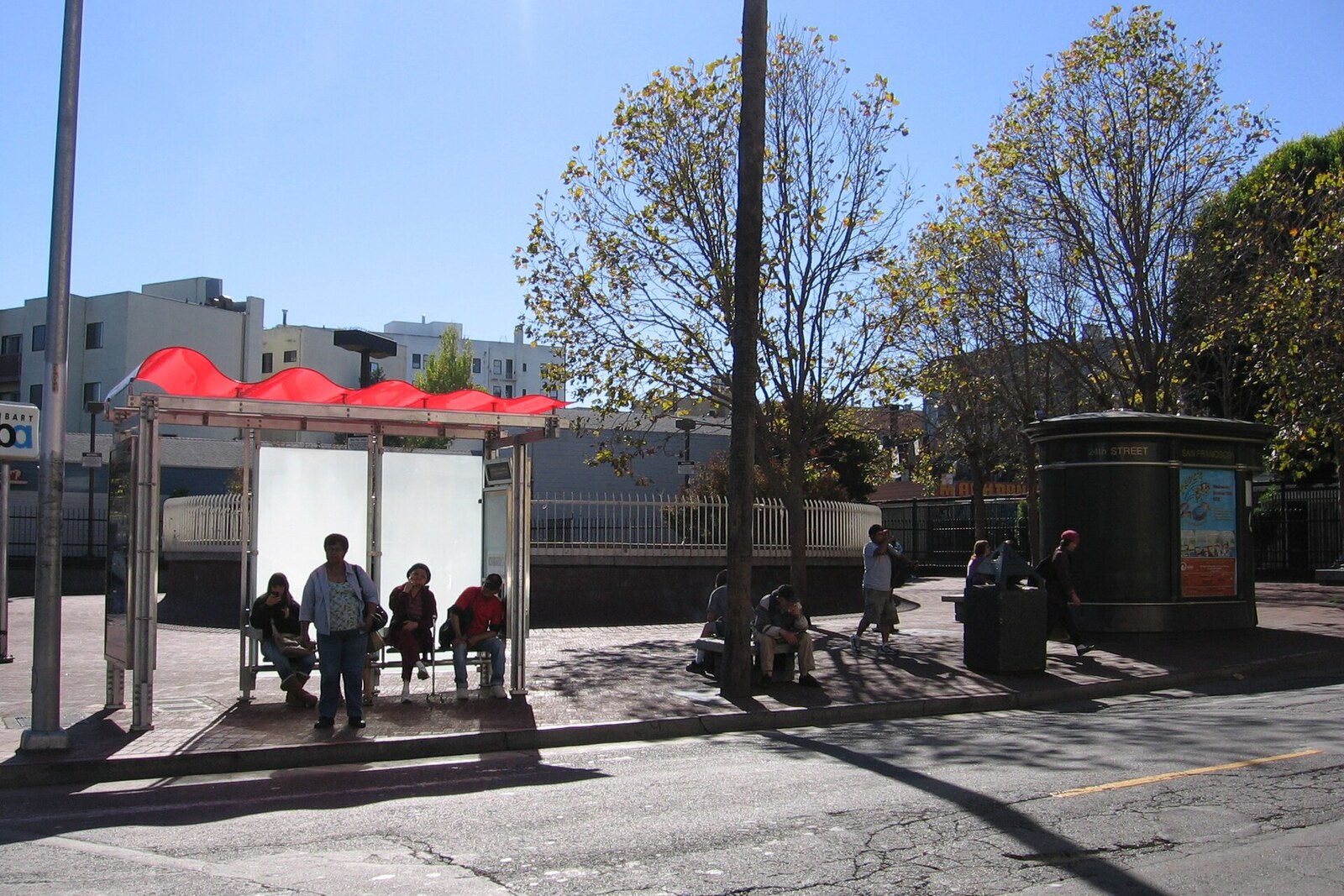 The station entrance at 24th Street and Mission and the plaza in front of it.