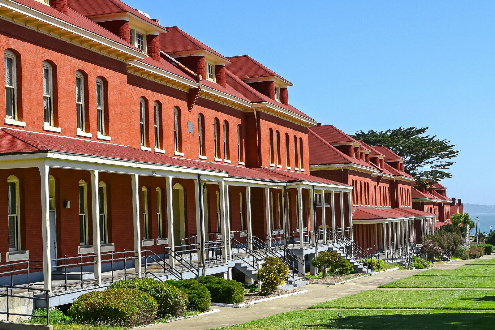 Main Post buildings by the Presidio parade ground.