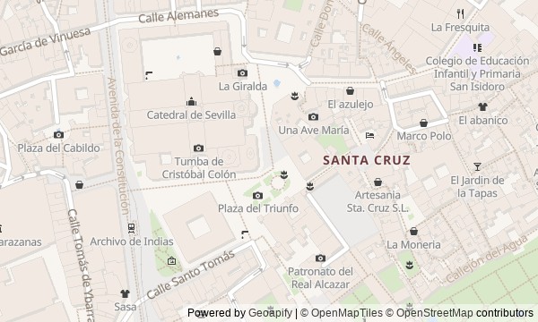 Walk map: Seville Between Seville Cathedral, the General Archive of the Indies, and the Royal Alcázar of Seville