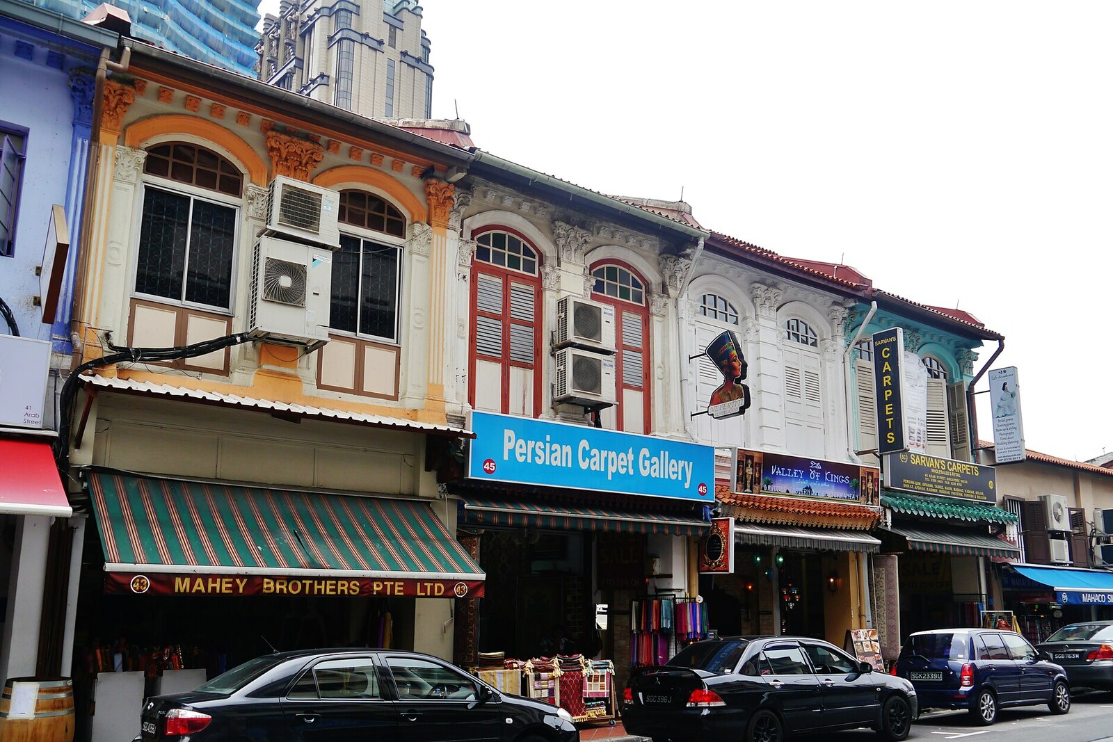 Bussorah Street, a pedestrian street in Kampong Gelam, looking toward Sultan Mosque.