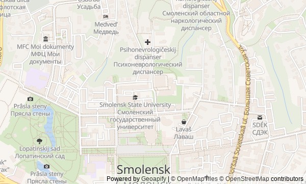 Walk map: Smolensk Along the Fortress Wall: From Lopatinsky Garden to the Dnieper