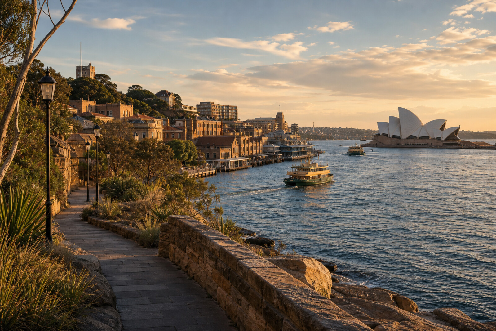 Generated editorial cover for the “sydney-harbour-rocks-sails” route