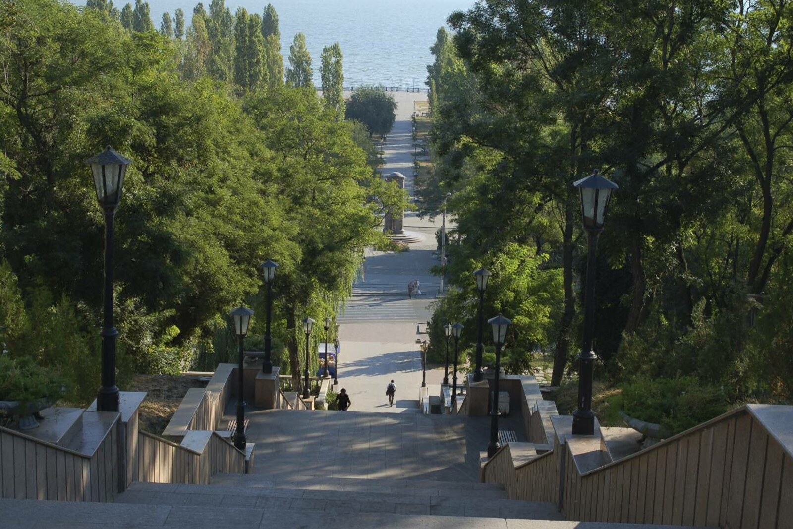 The long axis of the Stone Staircase descending toward the bay.
