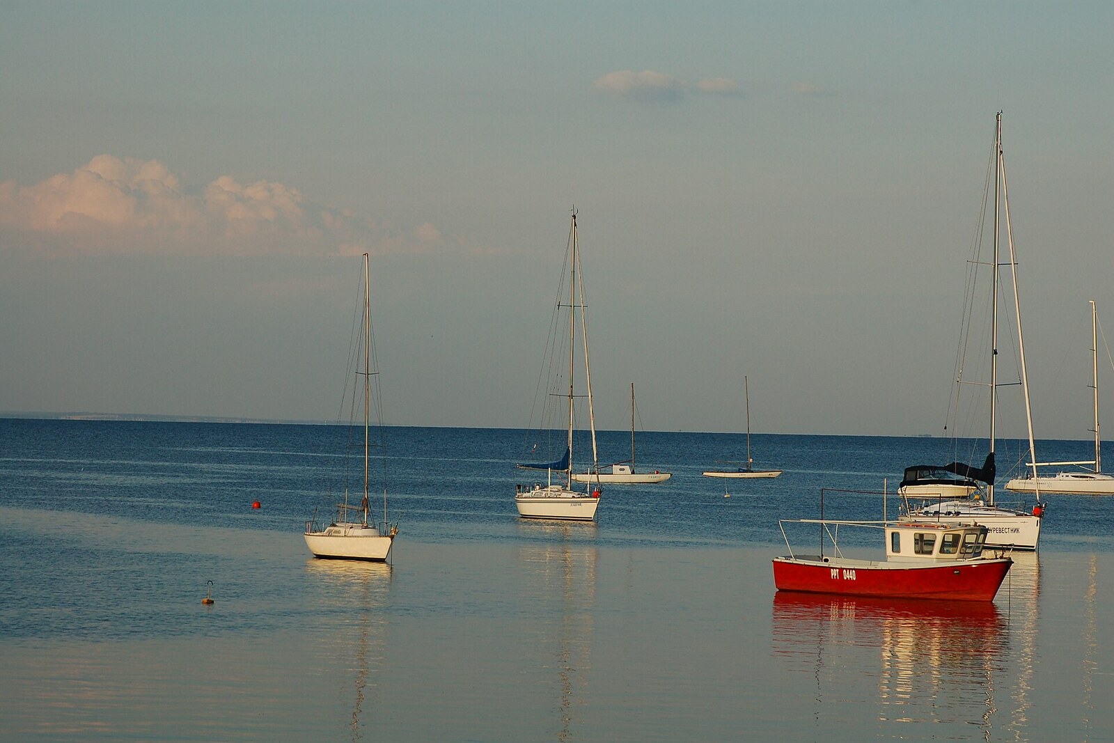 Pushkinskaya Embankment along the calm waters of Taganrog Bay.