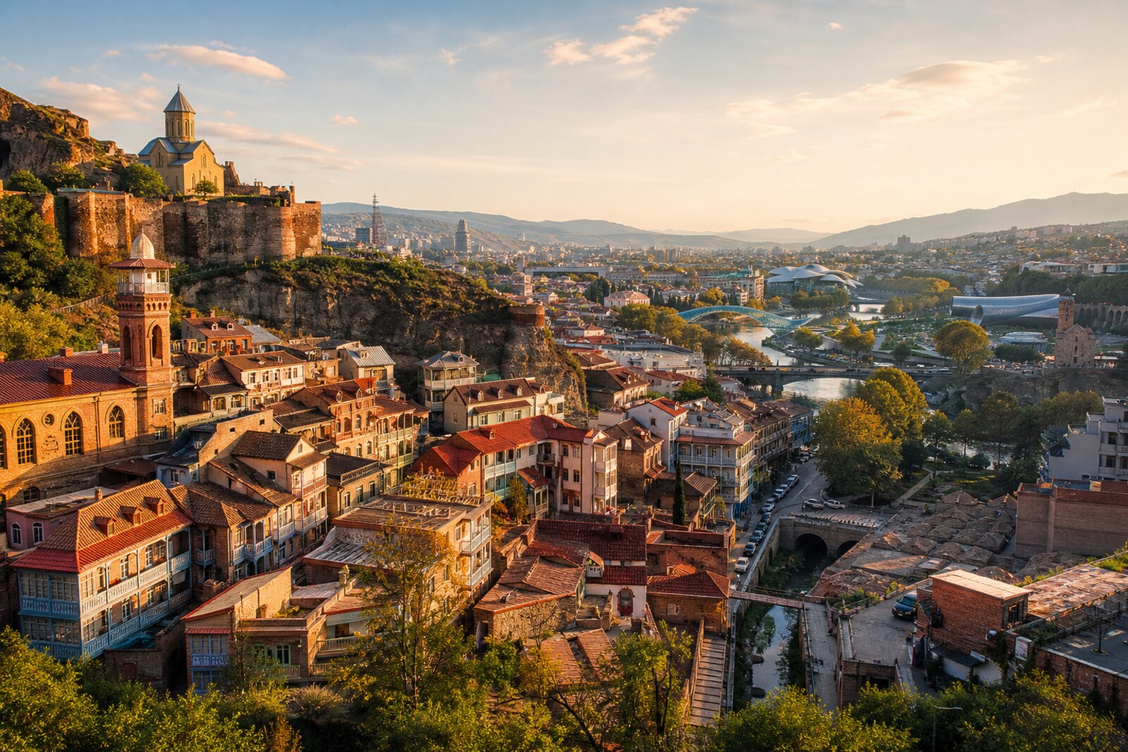 Generated editorial hero image of the city of Tbilisi