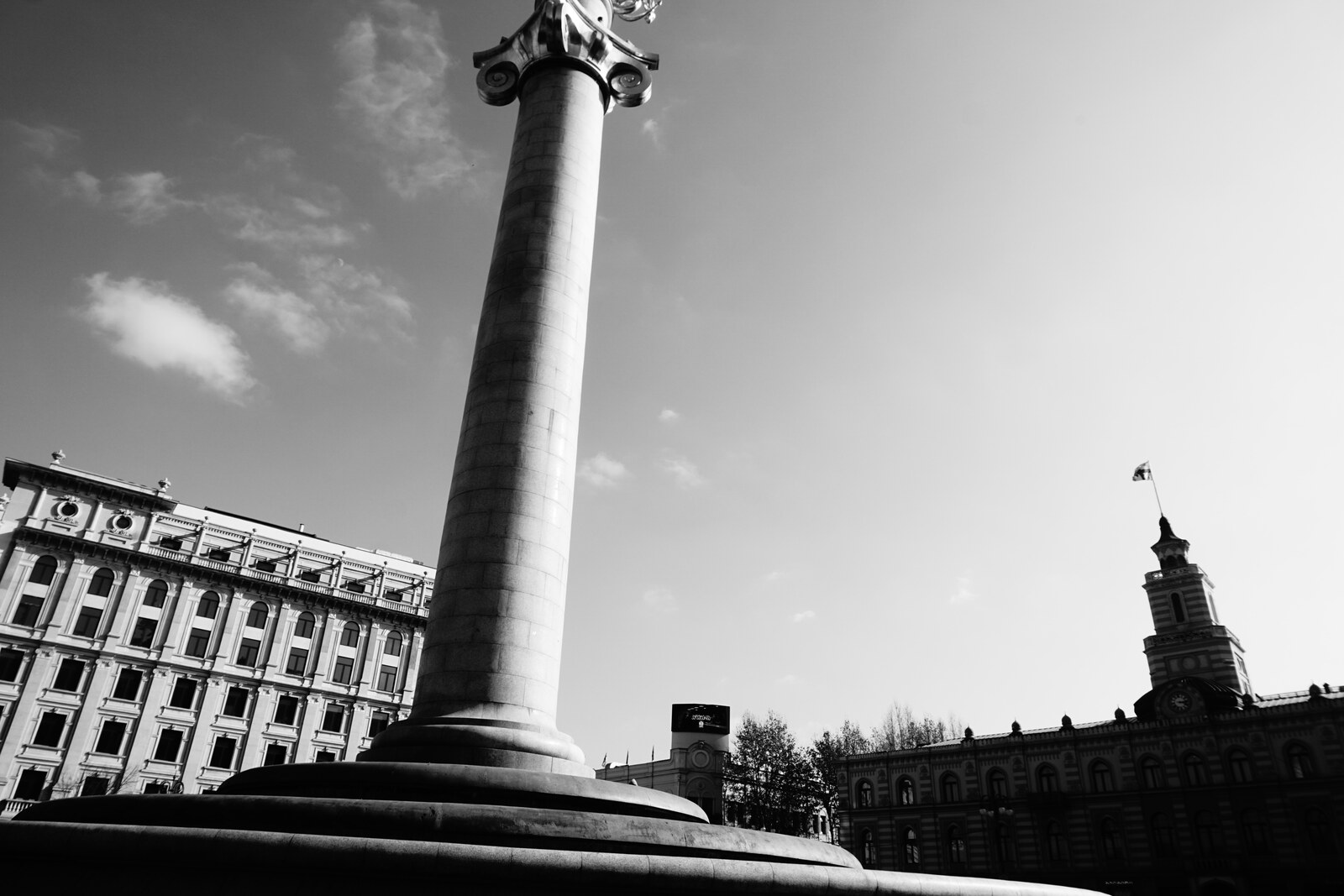 View of Freedom Square with St. George's Column and the buildings around its perimeter.