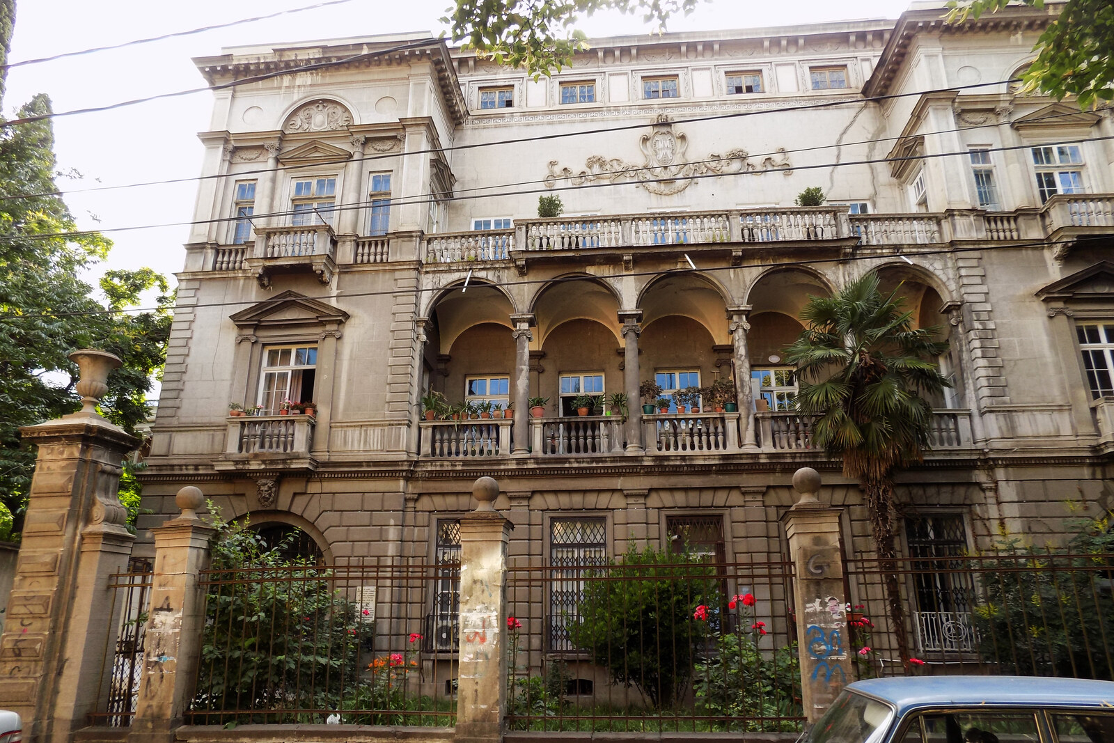 Facade of a residential building at 11 Geronti Kikodze Street, associated with the Maylov brothers.