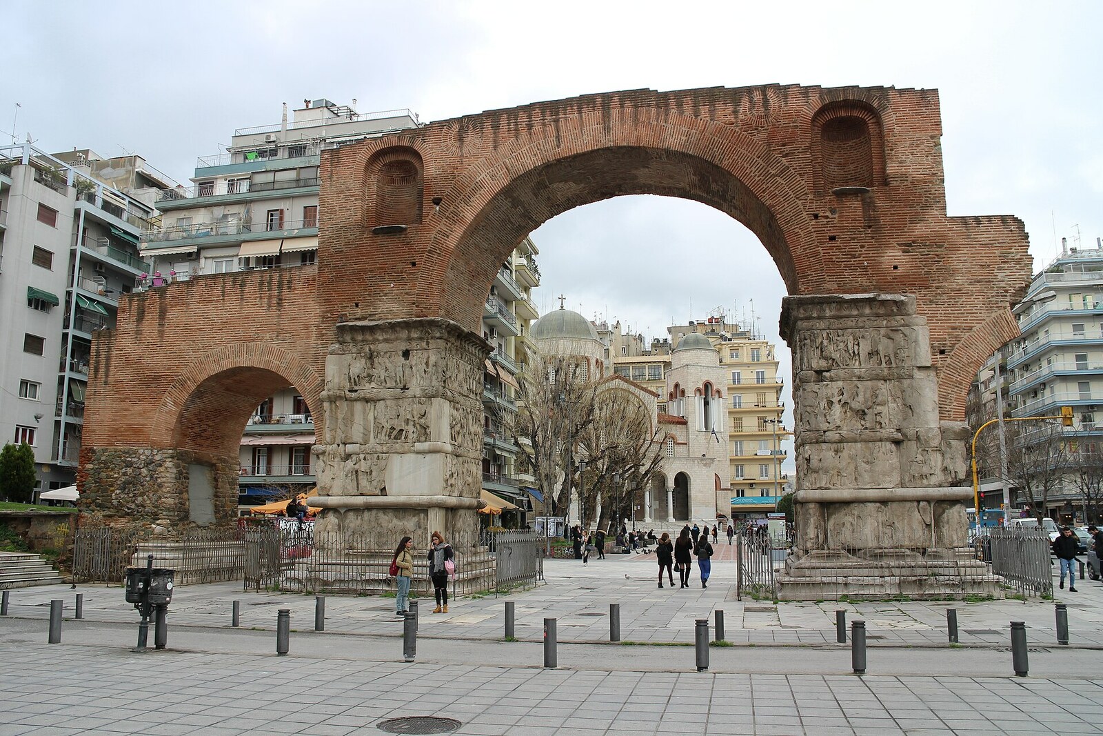 The Arch of Galerius in Thessaloniki with relief panels.