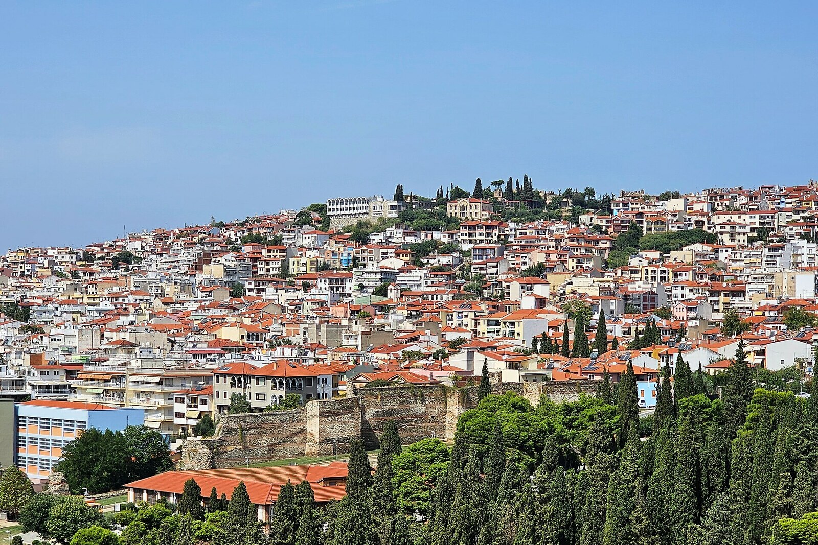 The Upper Town of Thessaloniki on a slope.