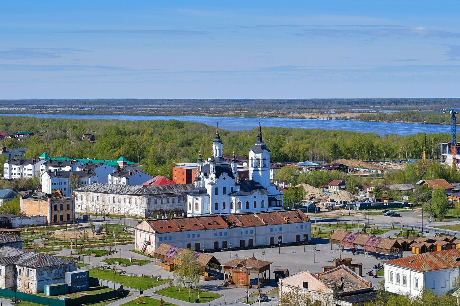 Lower Posad of Tobolsk and the Church of Zacharias and Elizabeth, viewed from the Kremlin viewing platform.