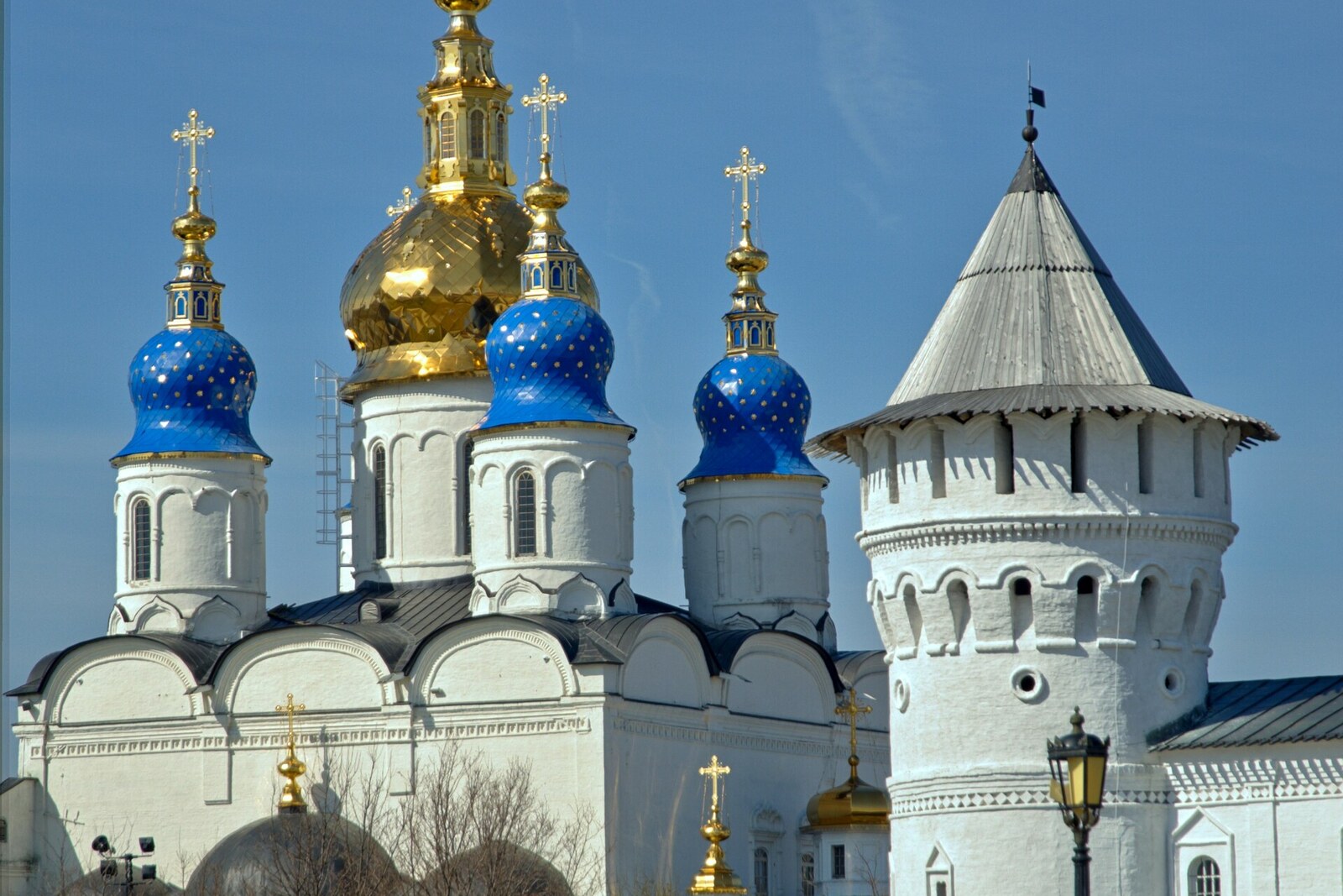 White five-domed Sophia-Assumption Cathedral in the Tobolsk Kremlin.