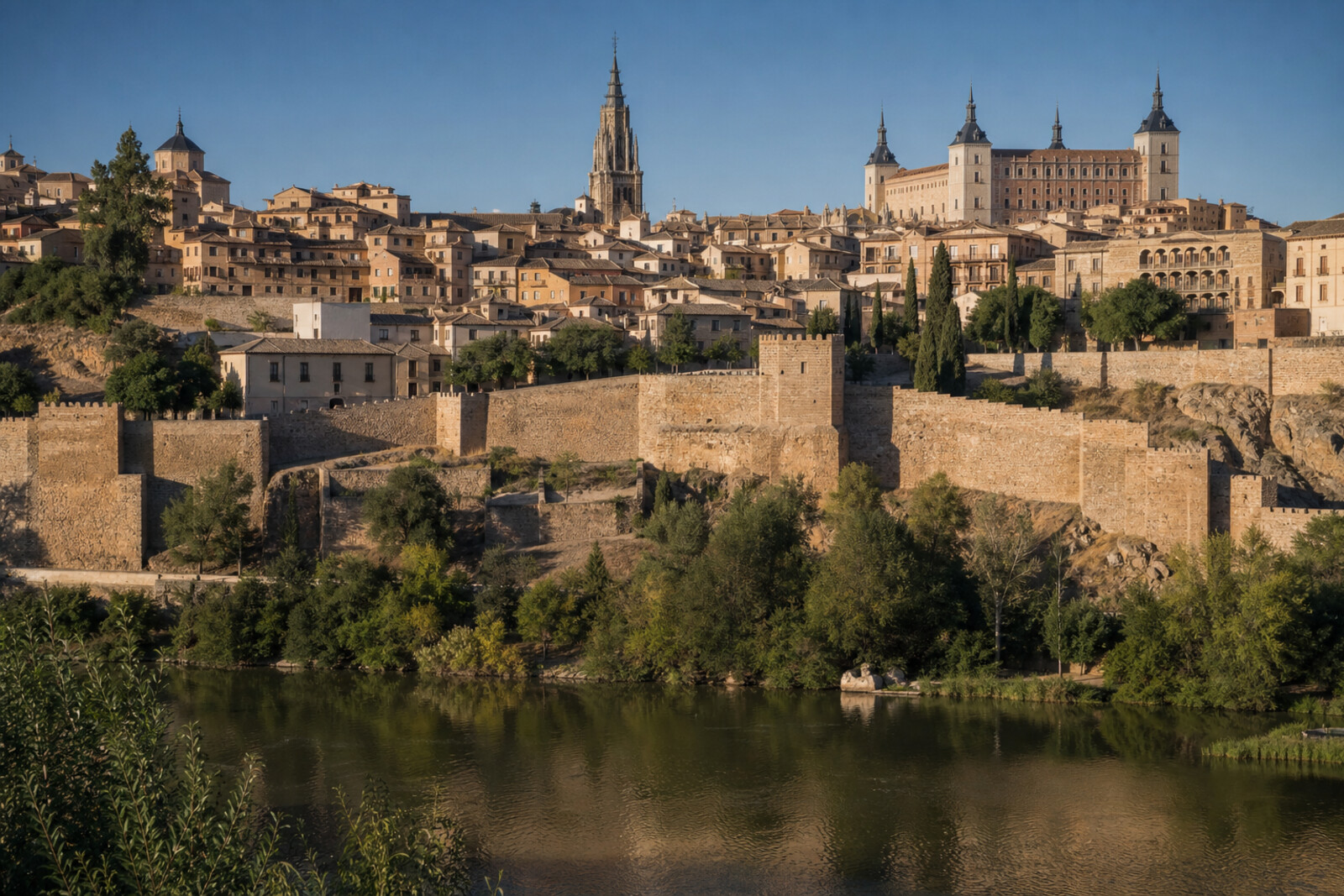 View of historic Toledo on the stone ridge above the Tagus River.