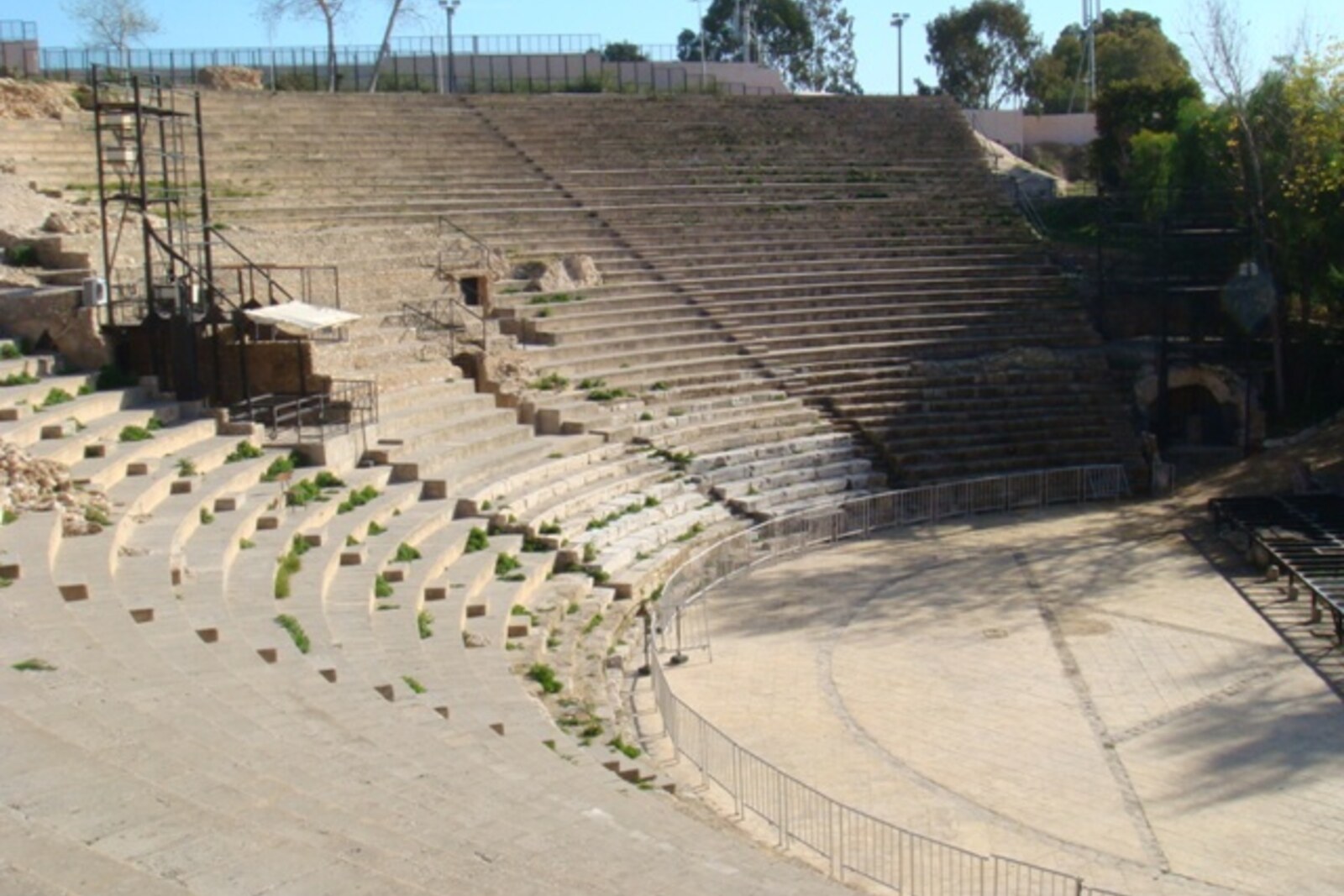 Stone seating rows and the stage of the Roman Theatre of Carthage.