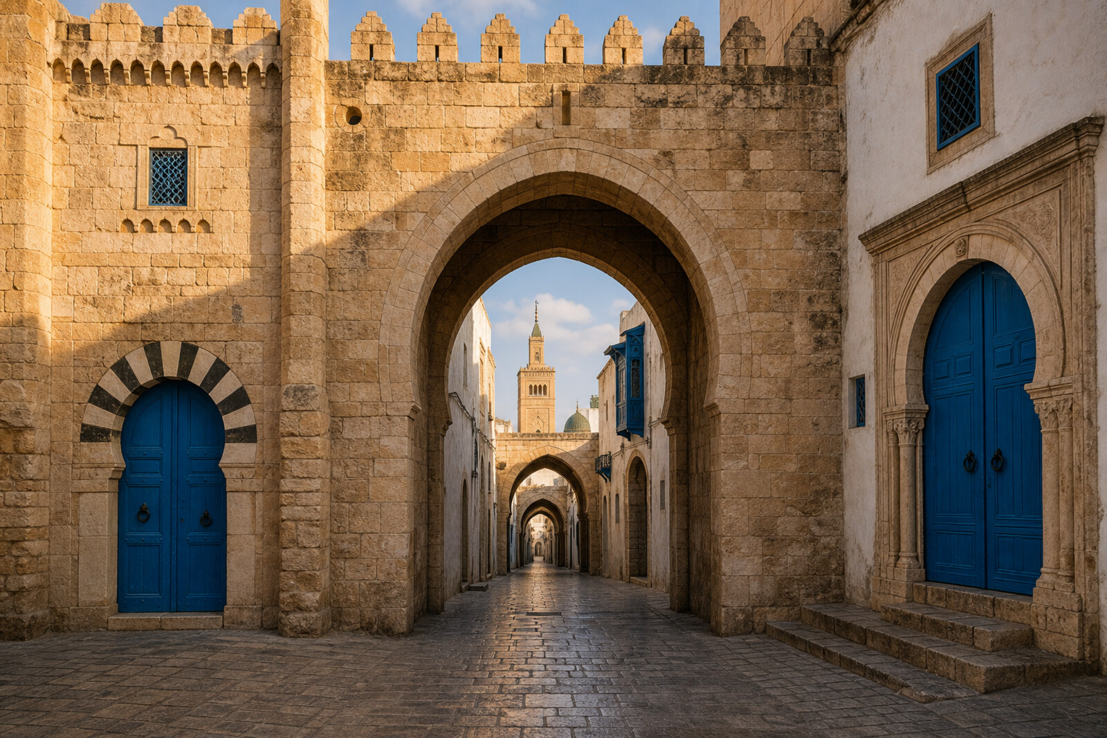 Generated editorial cover for the “tunis-medina-gates-souks-power” route