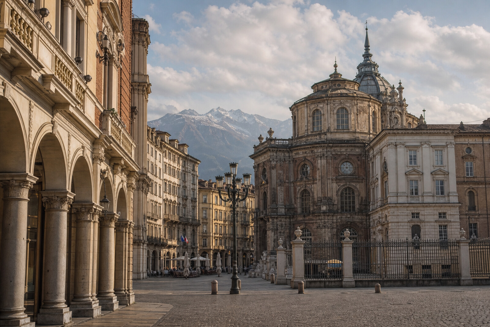 Arcades and palaces of Turin's historic center in a Savoyard perspective.