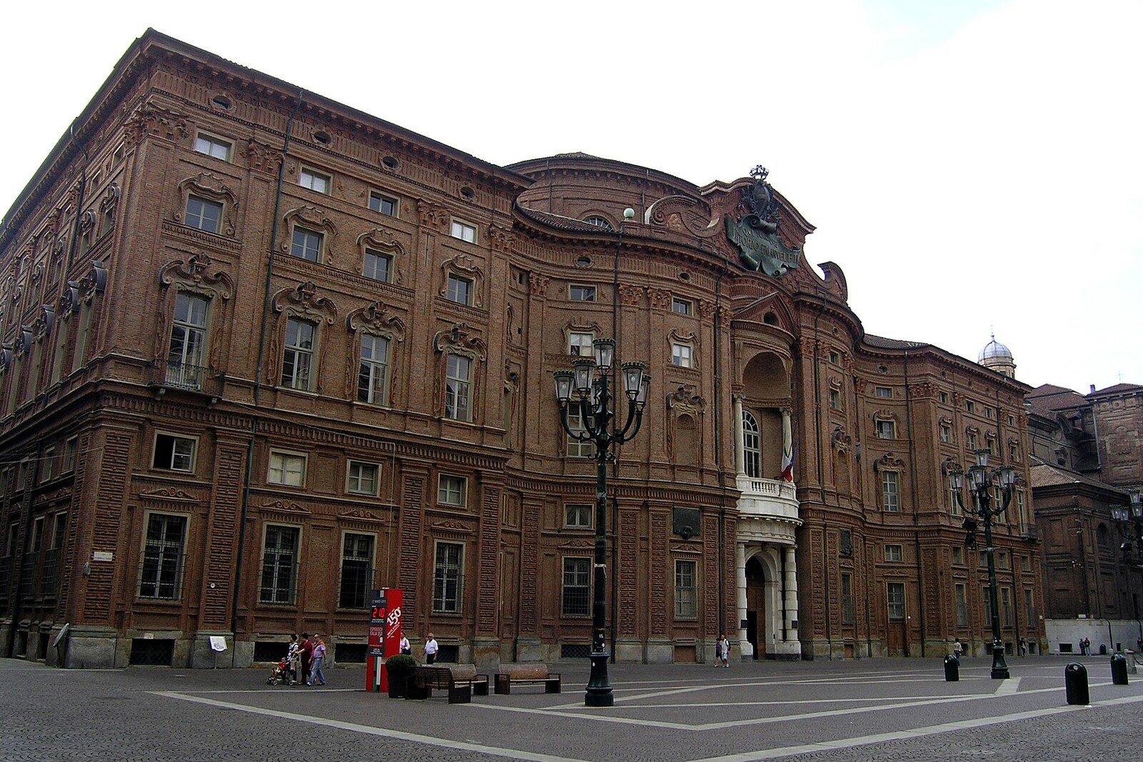 The undulating brick facade of Palazzo Carignano.