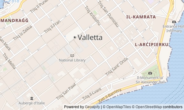 Walk map: Knights' Valletta: from City Gate (Bieb il-Belt) to Fort St Elmo