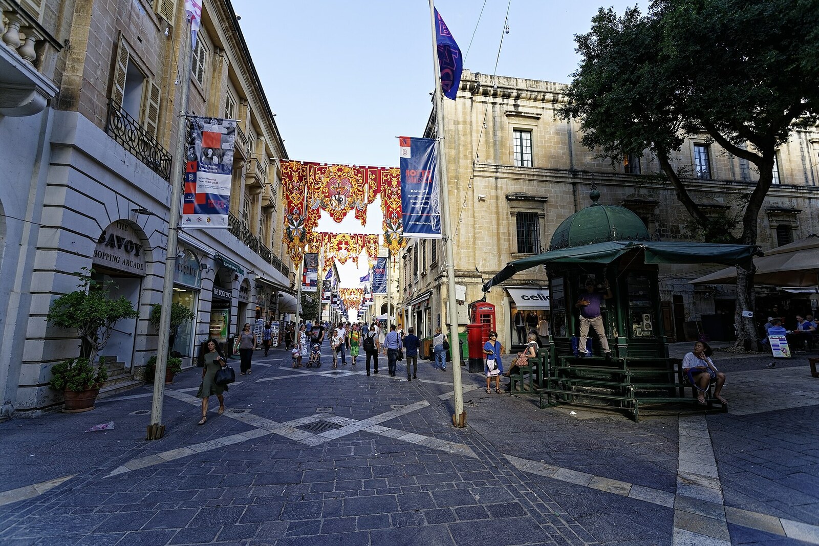 A straight view down Republic Street near St John's Square.