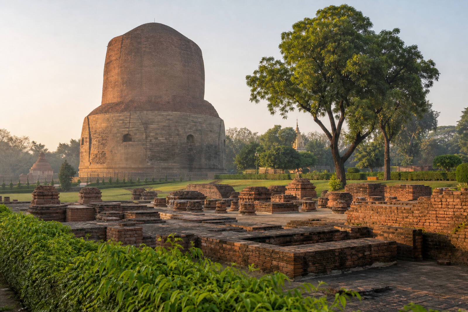 Generated editorial cover image for the “varanasi-sarnath-buddhist-beginnings” route