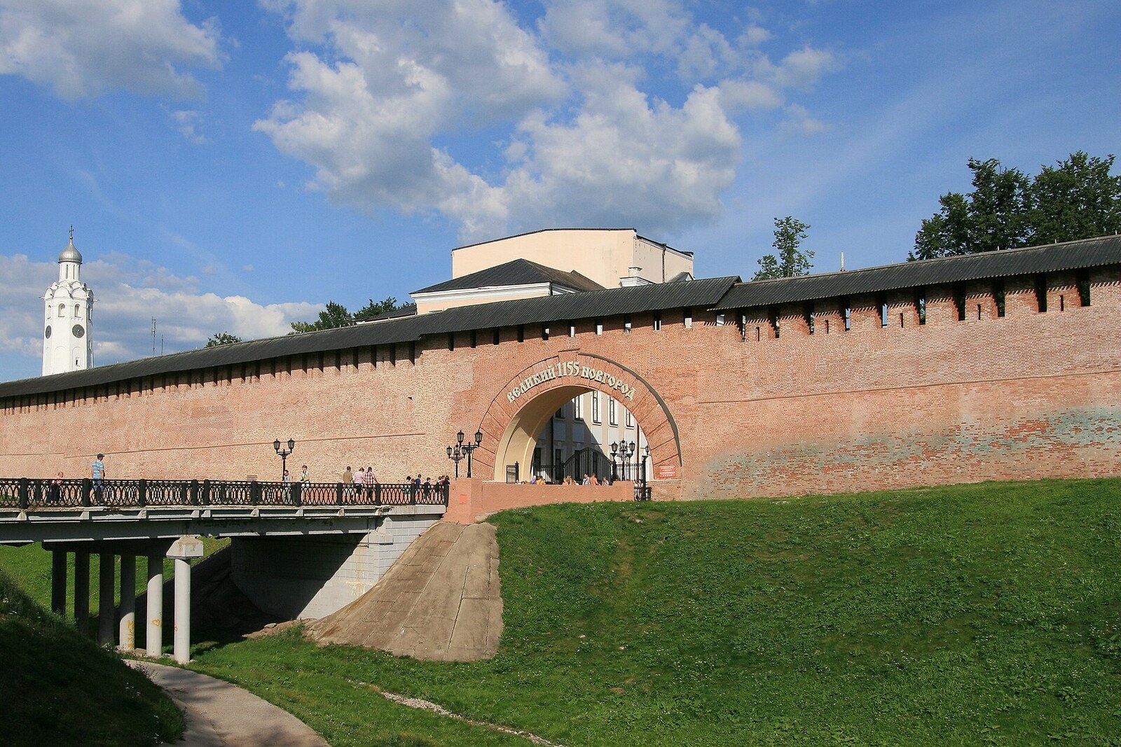 Resurrection Arch in the red-brick wall of the Novgorod Kremlin.