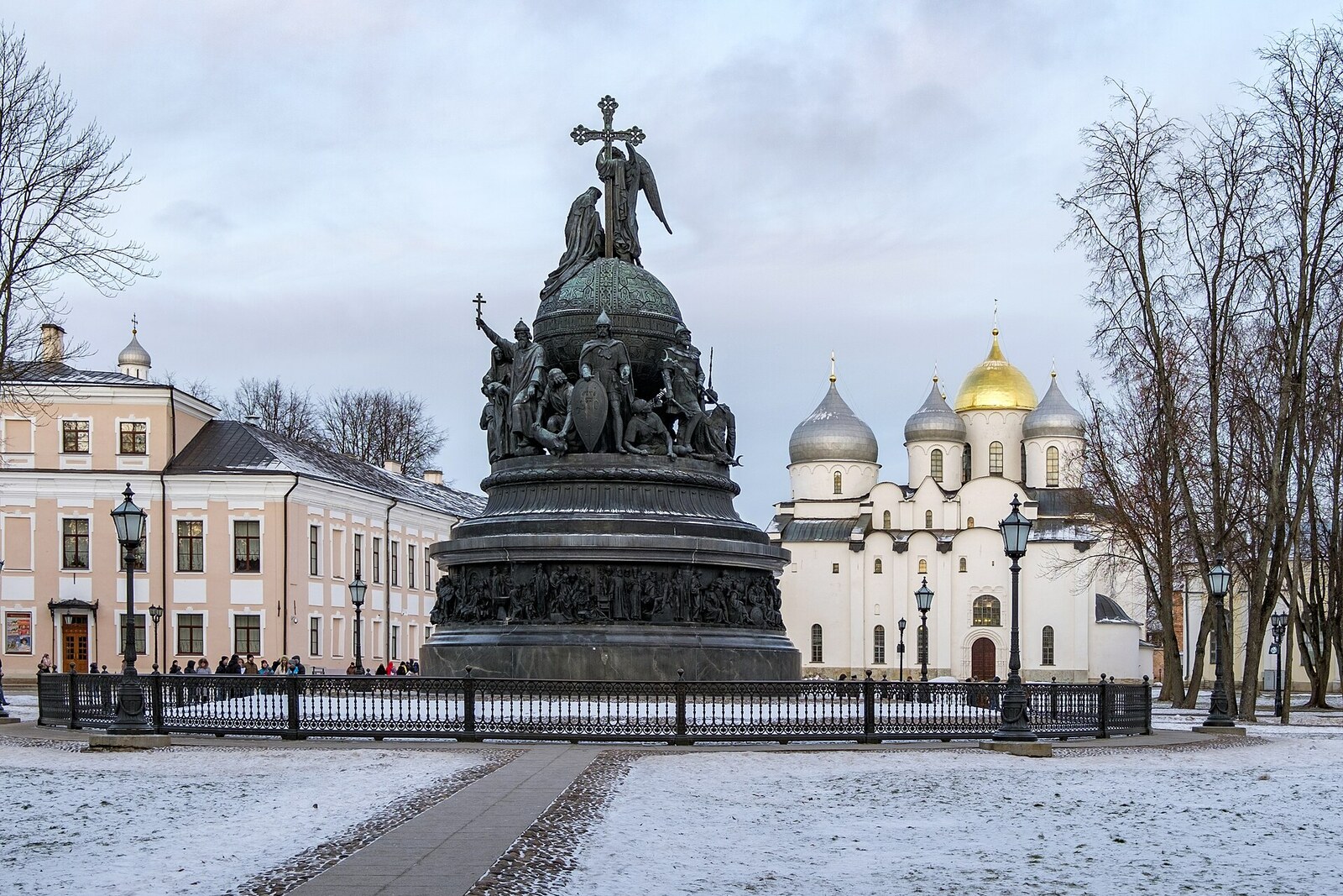 The Monument to the Millennium of Russia against the backdrop of St Sophia Cathedral.