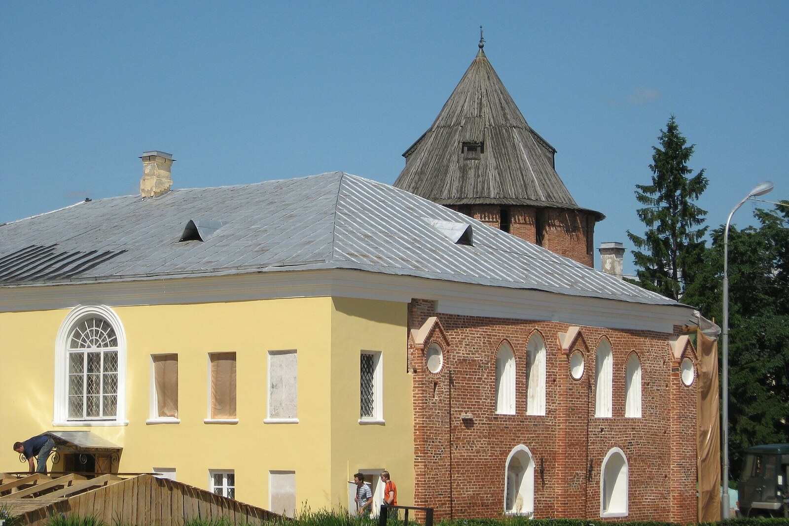 The red-brick Faceted Chamber in the Novgorod Kremlin.