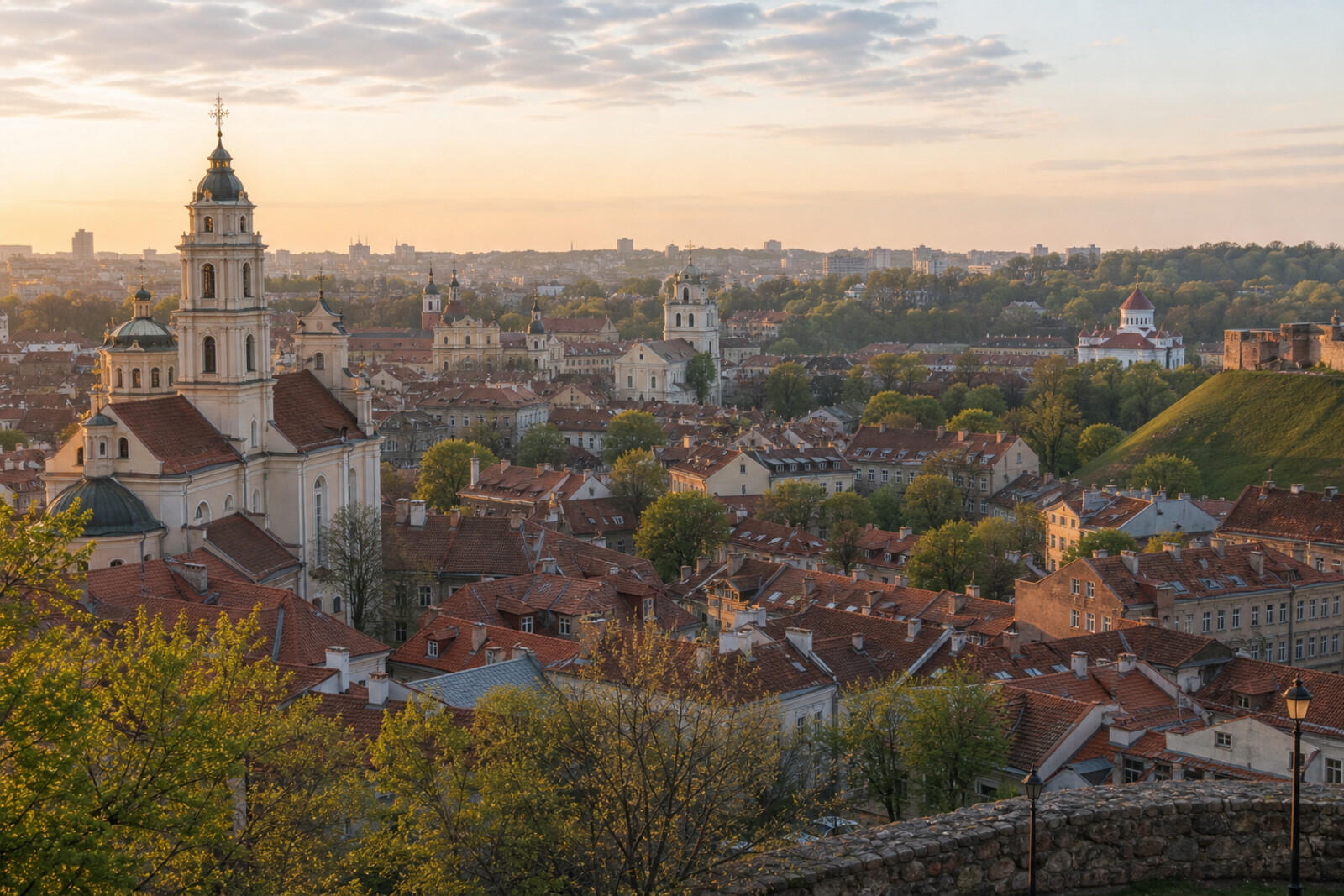 Generated editorial hero image of the city of Vilnius