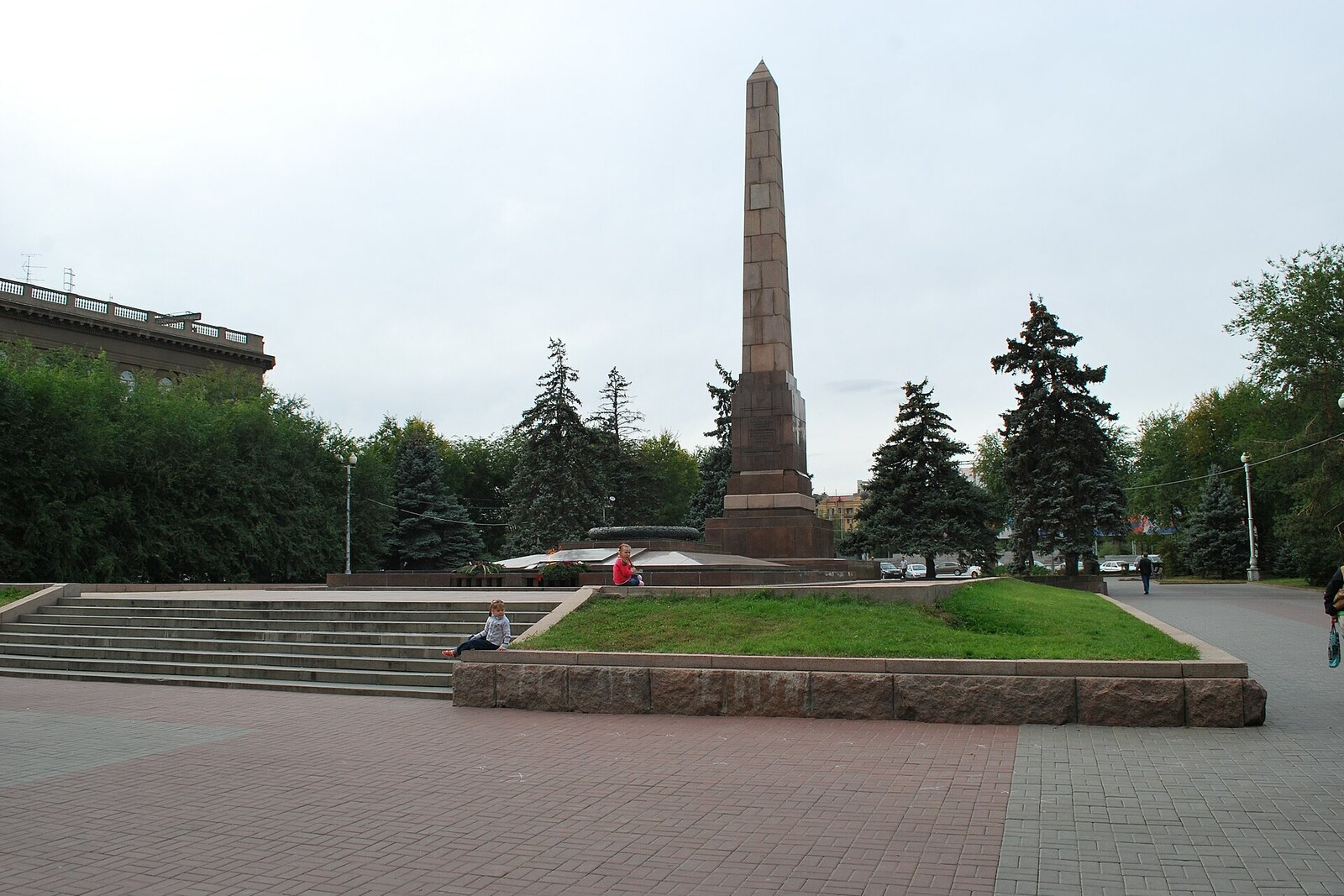 The Eternal Flame and obelisk in Fallen Fighters Square in Volgograd.