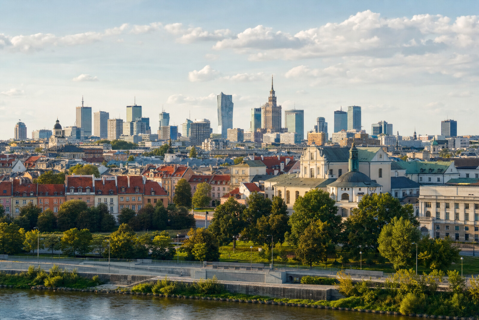 Editorial hero image generated for the city of Warsaw
