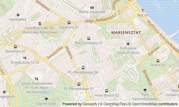 Walk map: Rebuilt Warsaw: Warsaw Old Town and the Royal Route