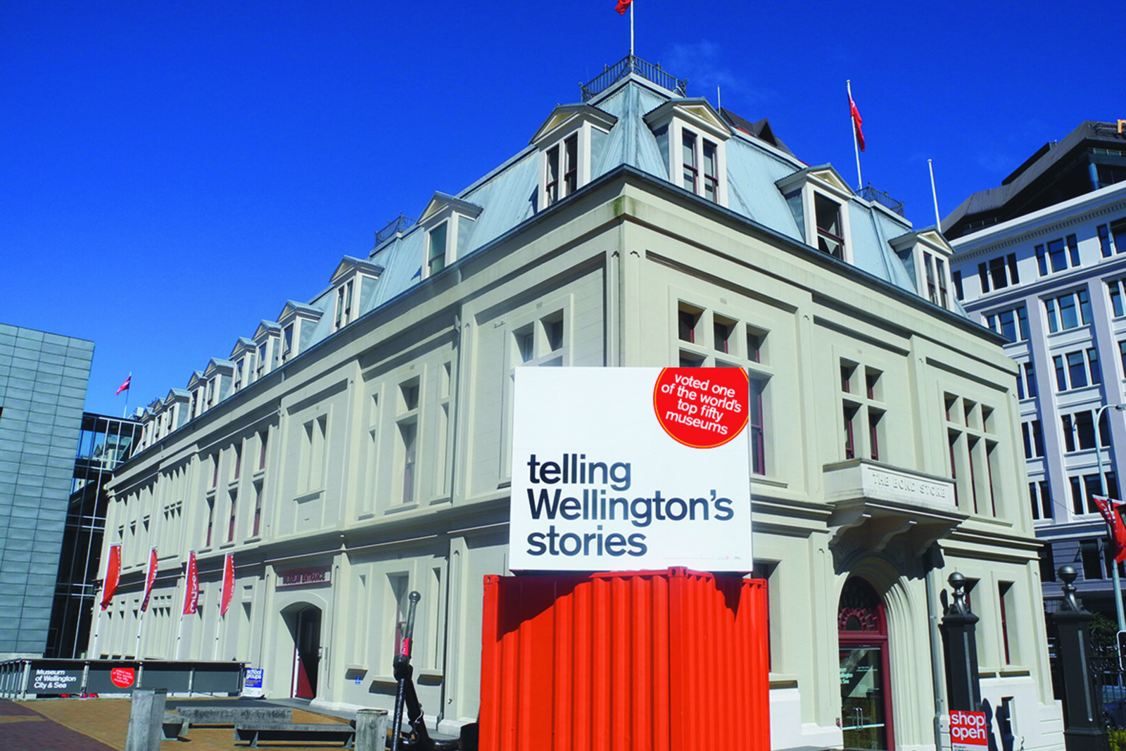 Facade of Wellington Museum at Queens Wharf.