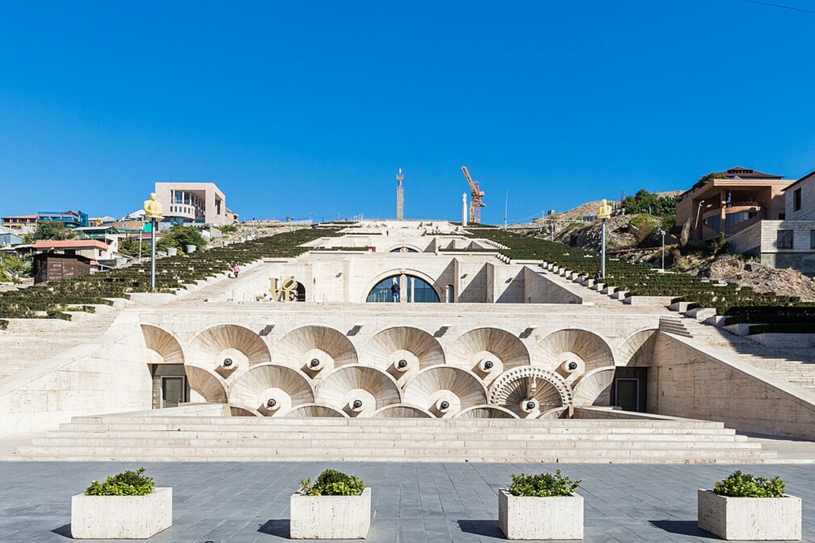 White steps and terraces of the Yerevan Cascade