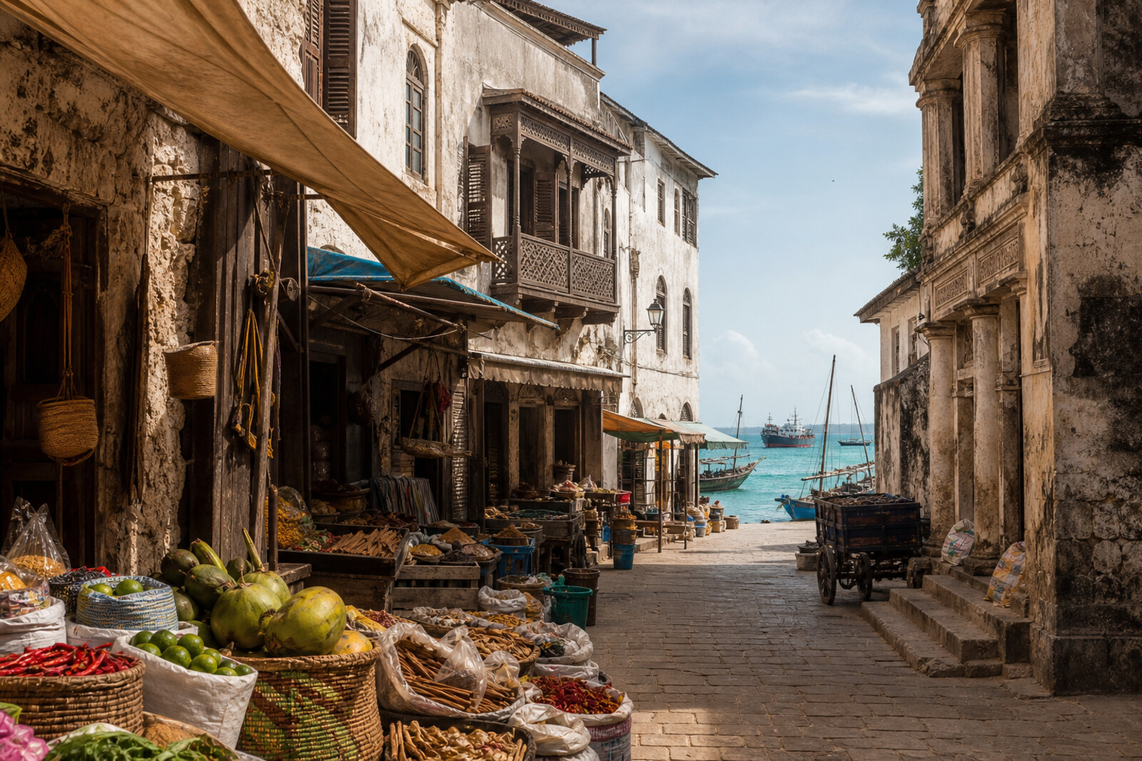 Generated editorial cover image for the “zanzibar-city-darajani-malindi-market-port” route