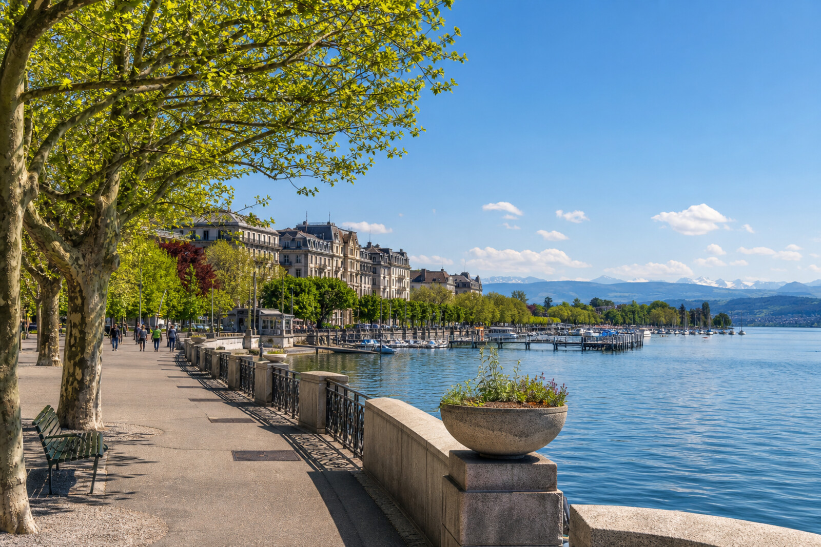 Generated editorial cover image for the “zurich-lake-bellevue-zurichhorn” route
