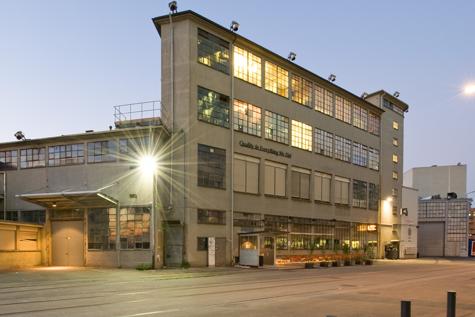 An old brick building of Maag-Areal with glass inserts
